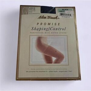 Vintage Nice Touch 'Promise' Control Top Pantyhose - Black - Size C Deadstock